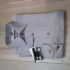 Bellissimo grey modern fit classic polished dress shirt, size 14.5 regular, NWT
